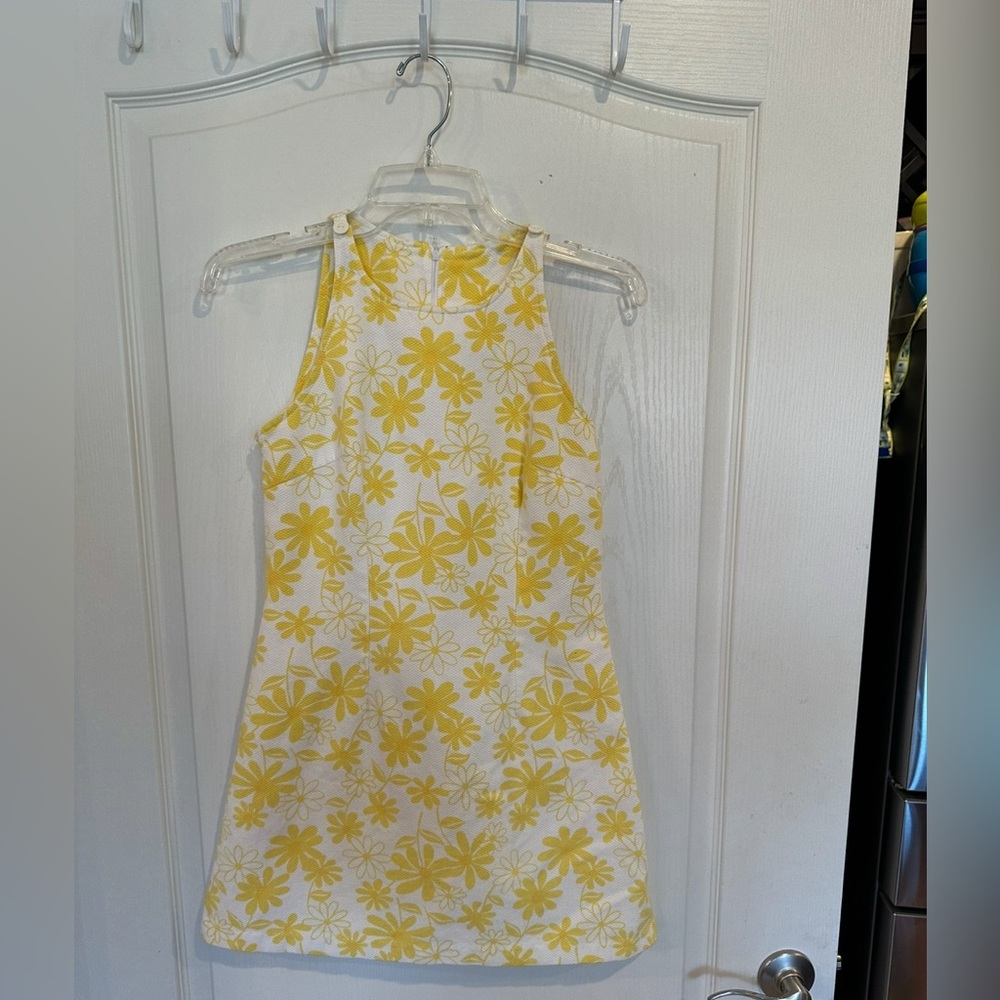 579 white & yellow floral daisy sleeveless dress. No size. Vintage y2k 2000